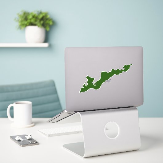 Sticker de decale Silhouette de Fishers Island - V (Ordinateur portable sur le bureau)