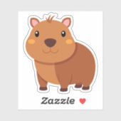 sticker de dessin animé mignon capybara (Feuille)