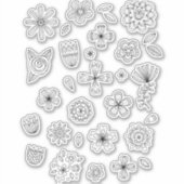 Sticker de dessin d'art en ligne de fleurs (Devant)