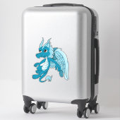 Sticker de dessin en dragon bleu (Sur valise)