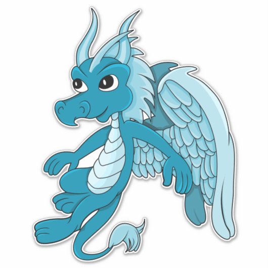 Sticker de dessin en dragon bleu (Devant)