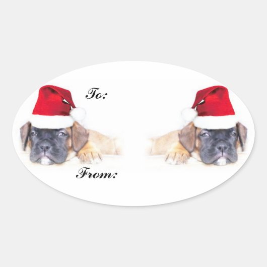 sticker de étiquette cadeau de chiots boxer de Noë (Devant)