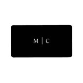 Sticker de Faveur Noire Initiales simples Monogram (Devant)