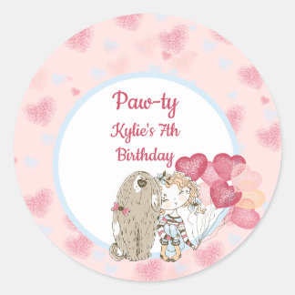 Sticker de fête d'anniversaire de chien de paw-ty