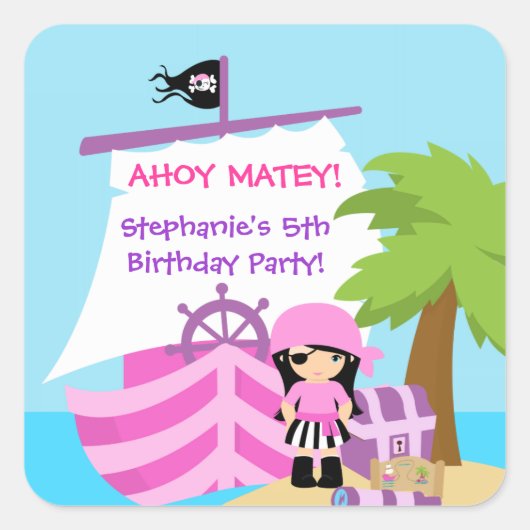 Sticker de fête d'anniversaire de fille de bateau  (Devant)