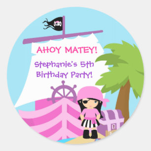 Sticker de fête d'anniversaire de fille de bateau