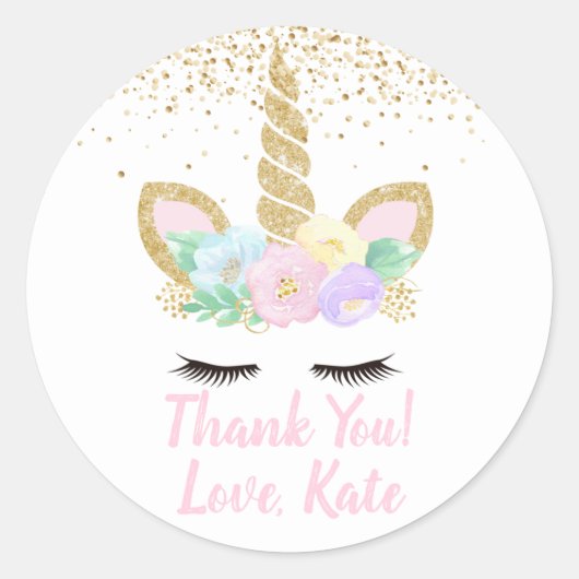 Sticker de fête d'anniversaire de la licorne (Devant)