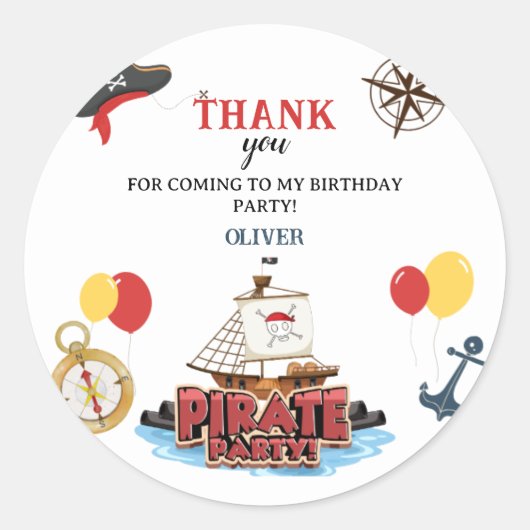 Sticker de fête d'anniversaire de la mer marine pi (Devant)