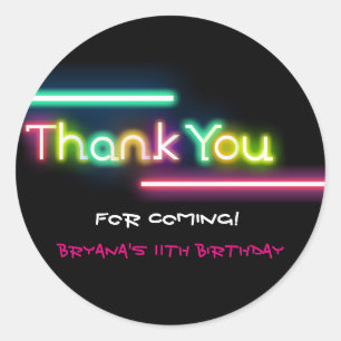 Sticker de fête d'anniversaire Merci Neon noir bri