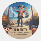 Sticker de fête d'anniversaire pour pirate de l'îl (Devant)
