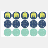 Sticker de fête de Noël pour les vacances rétro (Feuille)
