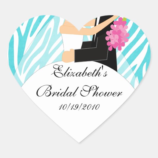 Sticker de Fête des mariées de mariée Zebra Turquo (Devant)