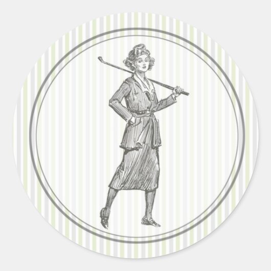 Sticker de golf vintage - Femme Golfer (Devant)