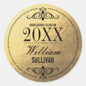 Sticker de graduation élégant Faux Gold Foil (Devant)