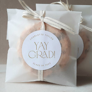 Sticker de graduation moderne Fete Gold Yay