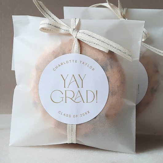 Sticker de graduation moderne Fete Gold Yay