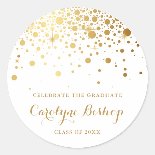 Sticker de graduation personnalisée Faux Gold Conf (Devant)