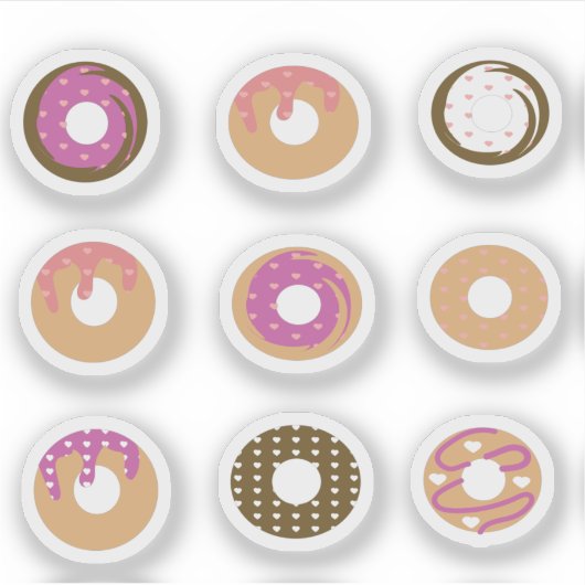 Sticker de jeu de coeur Donuts (Devant)