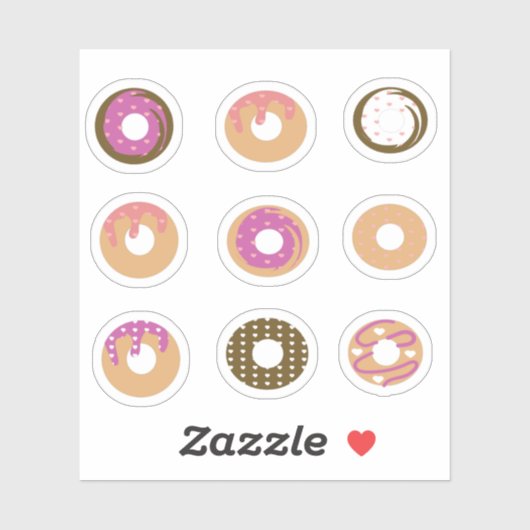 Sticker de jeu de coeur Donuts (Feuille)