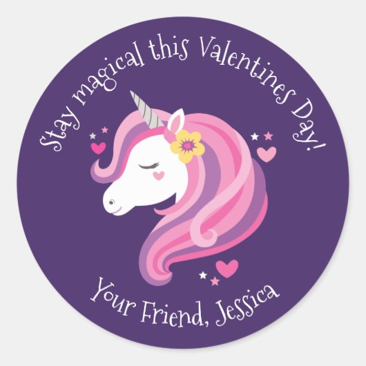 Sticker de jour pour enfants Unicorn Valentines (Devant)