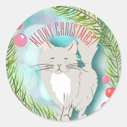 Sticker de la carte de vacances Meowy Christmas Ki (Devant)