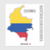 Sticker de la carte du drapeau colombien (Feuille)