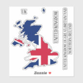 Sticker de la carte du drapeau du Royaume-Uni (Feuille)