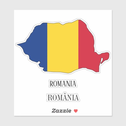 Sticker de la carte du drapeau roumain (Feuille)