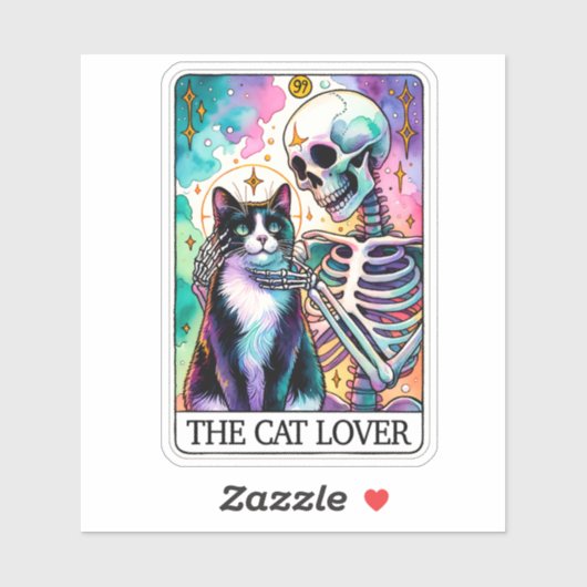 Sticker de la carte Tarot Amoureux des chats : Ske (Feuille)