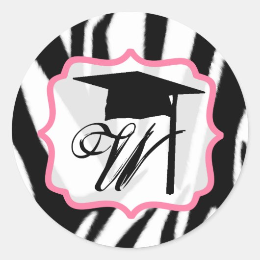 Sticker de la casquette de graduation Zebra & Pink (Devant)