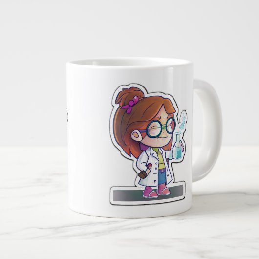 Sticker de la scientifique de fille Art Jumbo Mug (Devant droit)