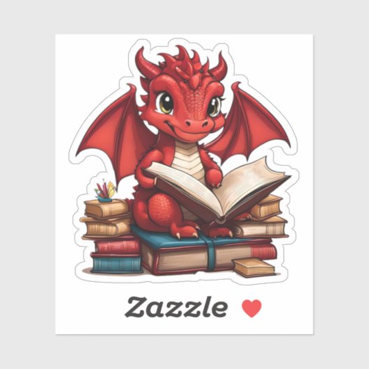 Sticker de lecture de dragon rouge (Feuille)