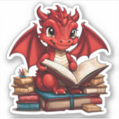 Sticker de lecture de dragon rouge (Devant)