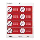 Sticker de l'équipe de baseball rouge étiquettes (Feuille entière)