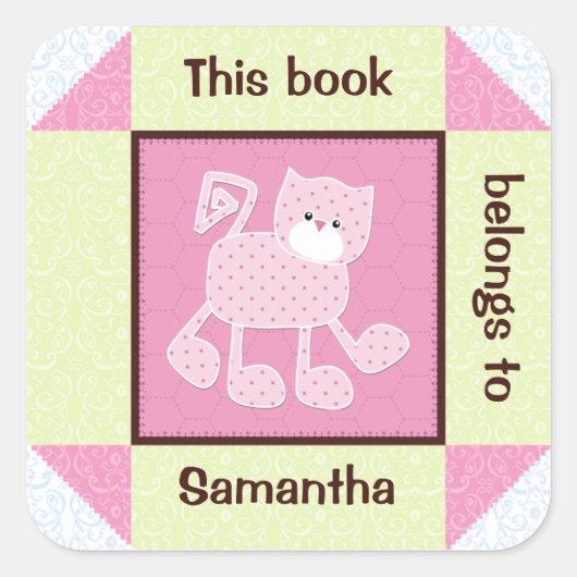 Sticker de livre de quilt Faux Chat Rose (Devant)