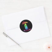 Sticker de logo de Rainbow Glam Bunny rond (Enveloppe)