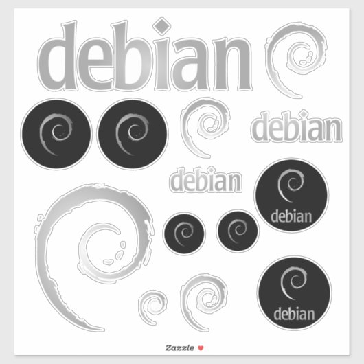 Sticker de logos Silver Debian Linux (Feuille)