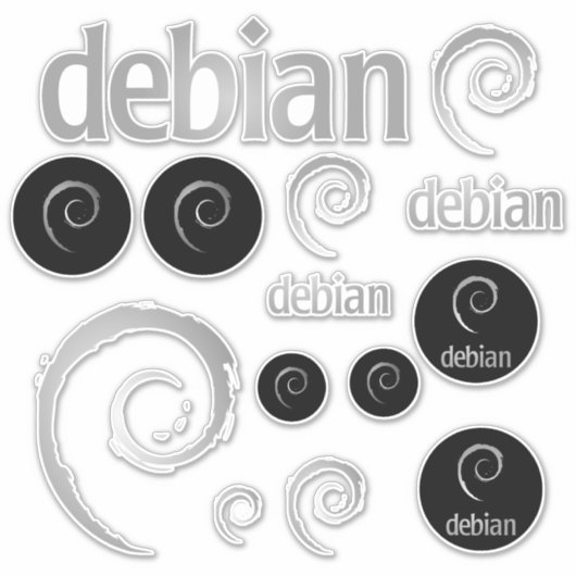 Sticker de logos Silver Debian Linux (Devant)