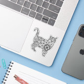 Sticker de marche Mandala Cat Art (Ordinateur portable avec iPhone)