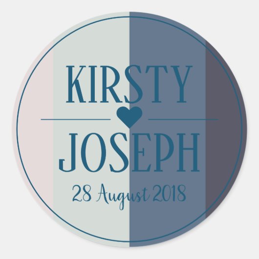 Sticker de mariage classique moderne Blue Beach (Devant)