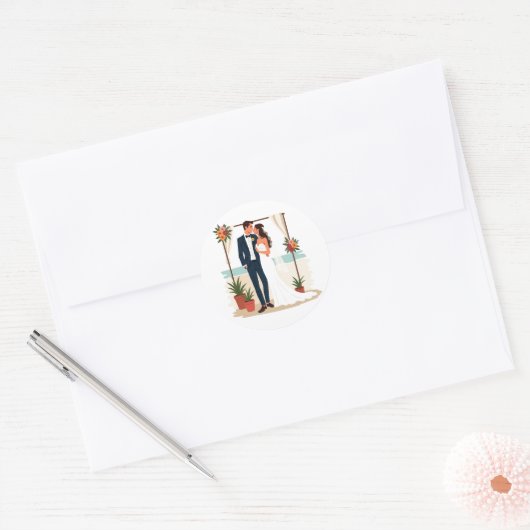 Sticker de mariage de plage (Enveloppe)