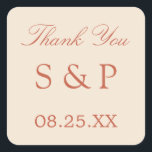 Sticker de mariage de script en terre cuite Favor<br><div class="desc">Sticker de mariage en Terracotta Script,  s'il vous plaît personnaliser avec les initiales du couple et la date du mariage,  en utilisant le modèle de personnalisation en ligne avant de commander.</div>