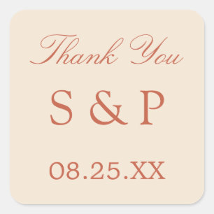 Sticker de mariage de script en terre cuite Favor
