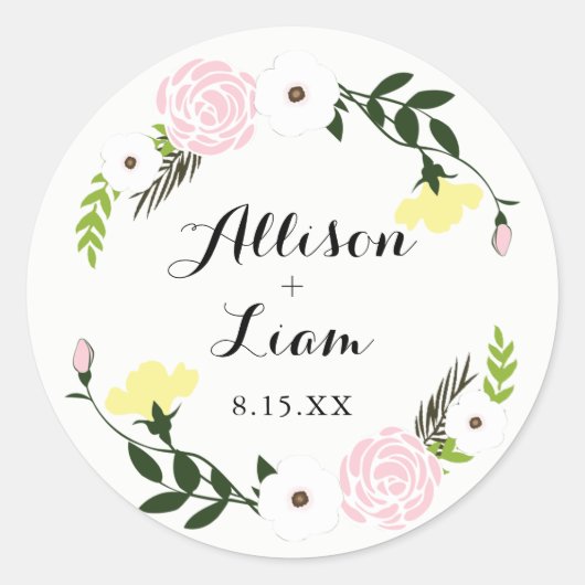 Sticker de mariage du jardin floral (Devant)