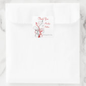 Sticker de mariage floral blanc, rouge, gris (Sac)