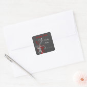 Sticker de mariage floral blanc, rouge, gris (Enveloppe)