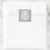 Sticker de mariage floral en argent violet (Sac)