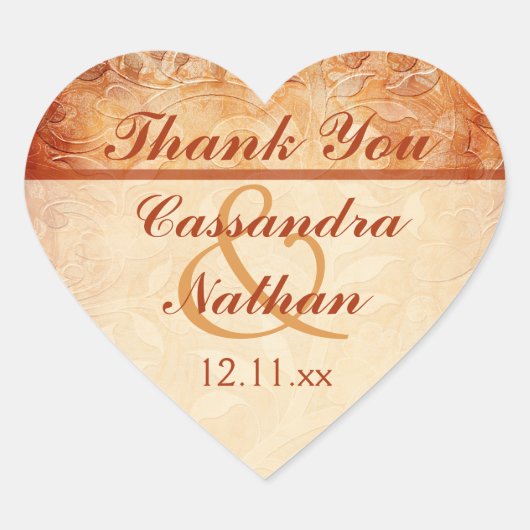 Sticker de mariage floral orange et ivoire Favor (Devant)