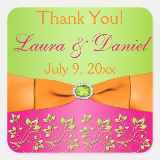 Sticker de mariage floral orange rose 2 (Devant)