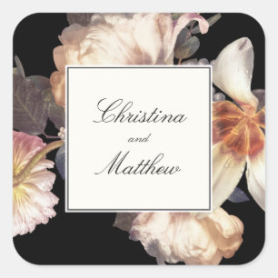 Sticker de mariage floral riche Moody avec des nom